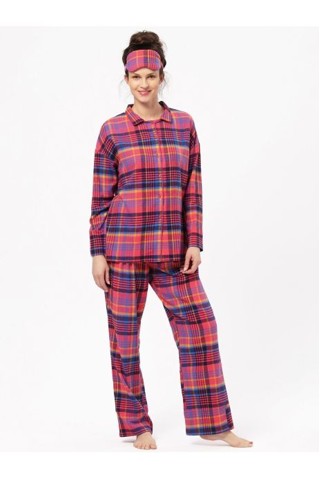 Női flanel pizsama Kulcs LNS 483 2XL-4XL